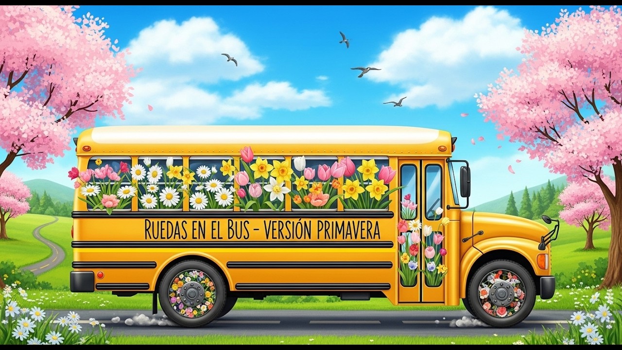 Las Ruedas del Autobús en Primavera 🌼🎶 | Canción Infantil Alegre | Paseo entre Flores y Sol ☀️🌷