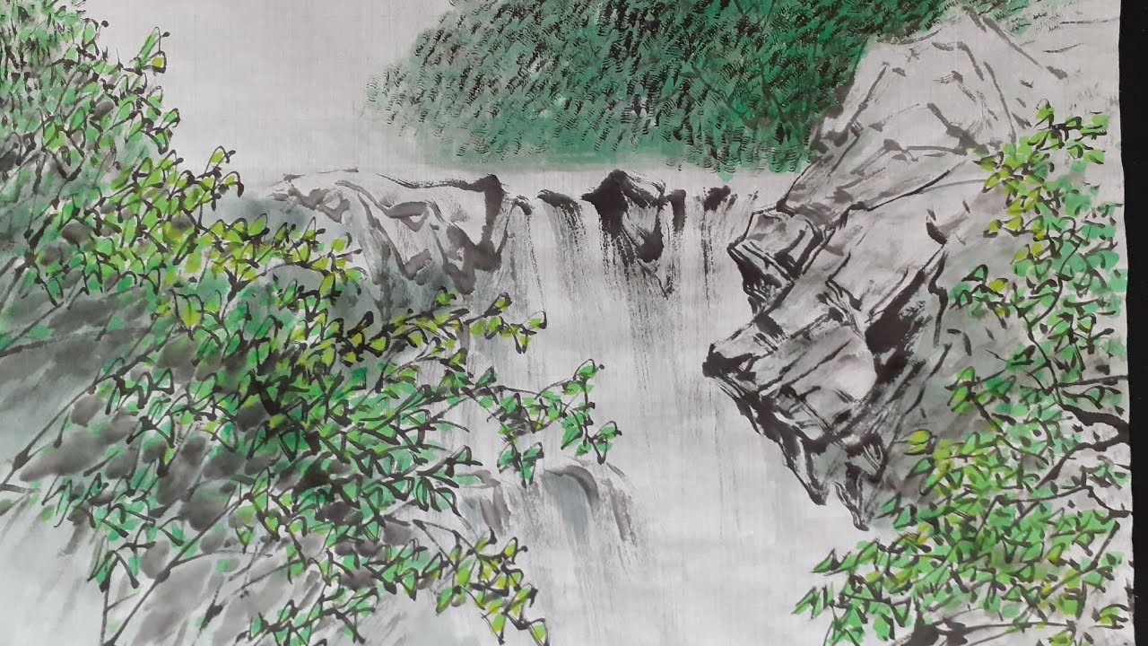 폭포풍경#한국화 #산수화 #풍경화 #청사남중모