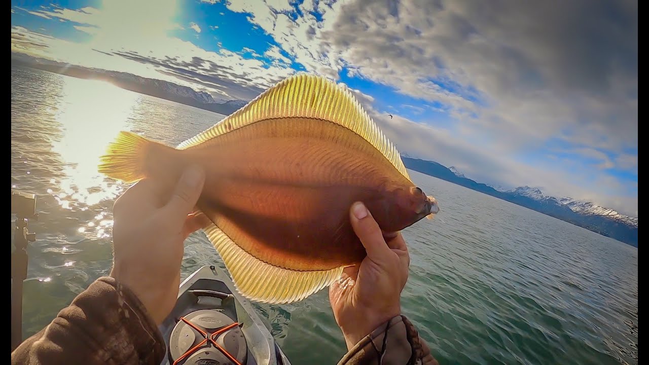 Kayak Fishing In Alaska Off The Homer Spit.