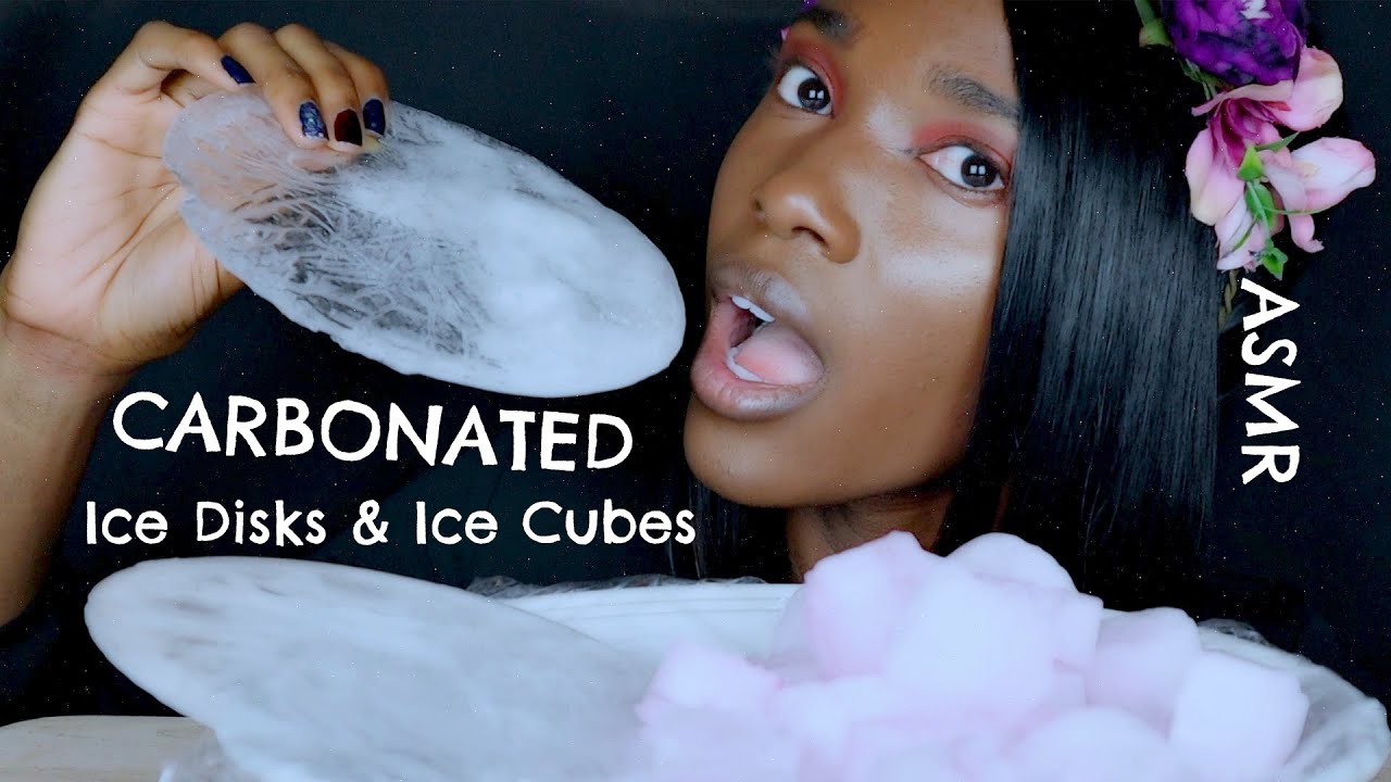 ASMR Carbonated Ice Disk & Carbonated Ice Cubes   Relaxing Ice Eating Sounds No Talking