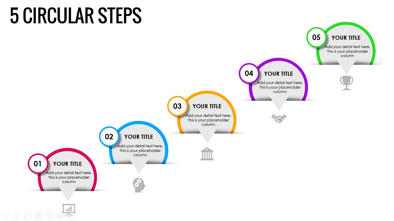 5 Circular Steps Infographic Slide in PowerPoint