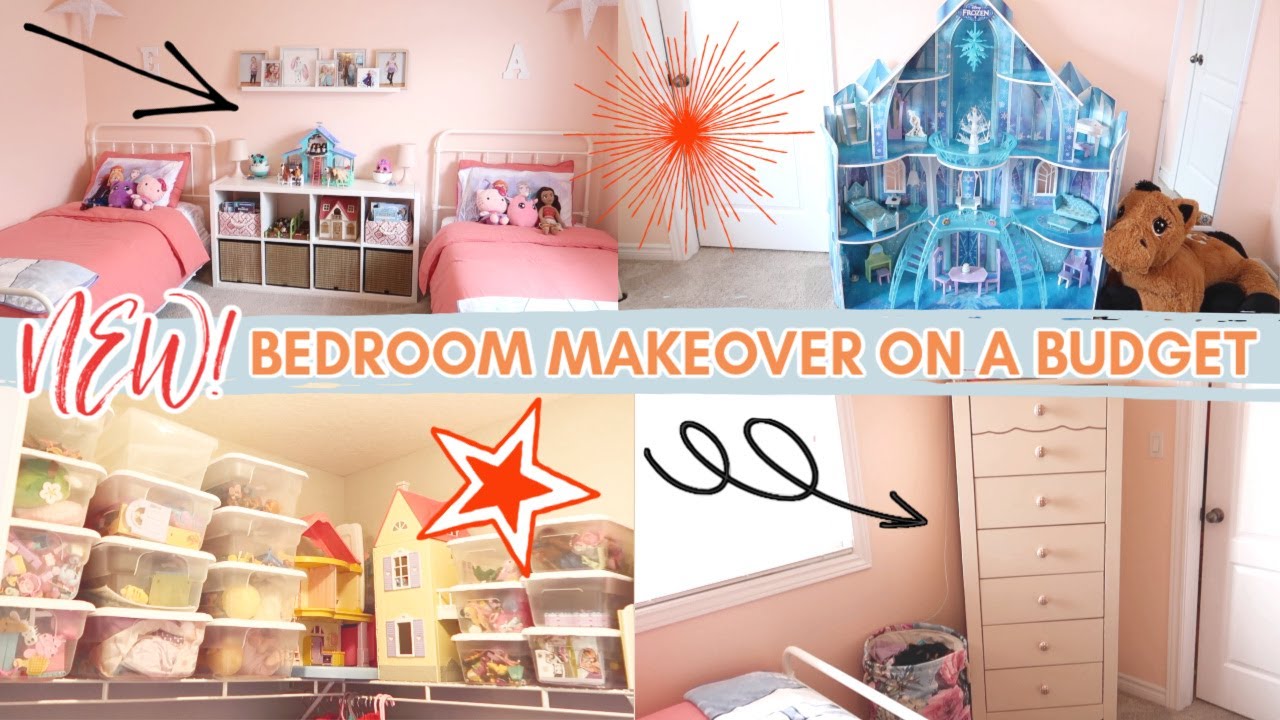 *NEW* SHARED GIRLS BEDROOM MAKEOVER TOUR | Bedroom on a Budget | Bedroom Decor Ideas & Organization