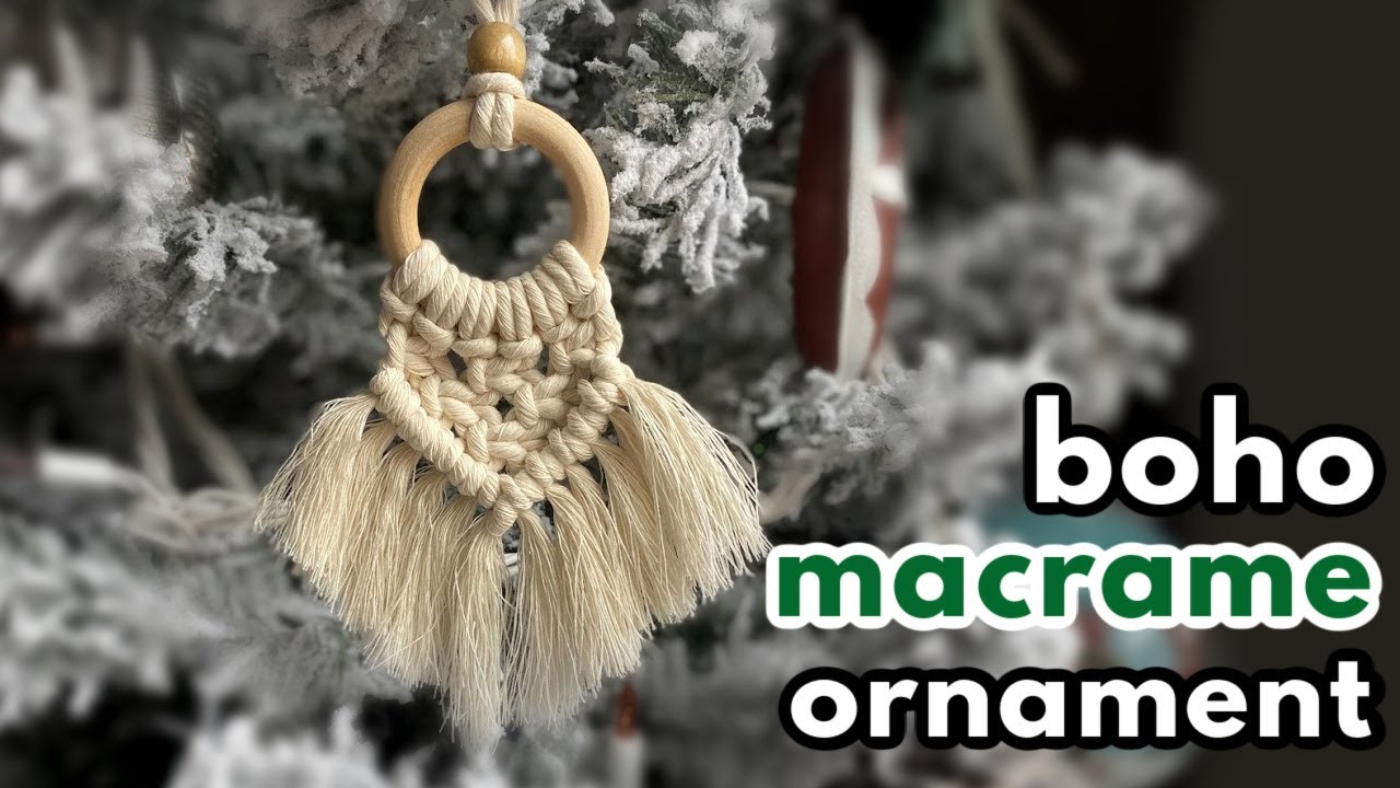 Macrame Christmas Ornaments Patterns | Easy Boho Wood Ring Tutorial