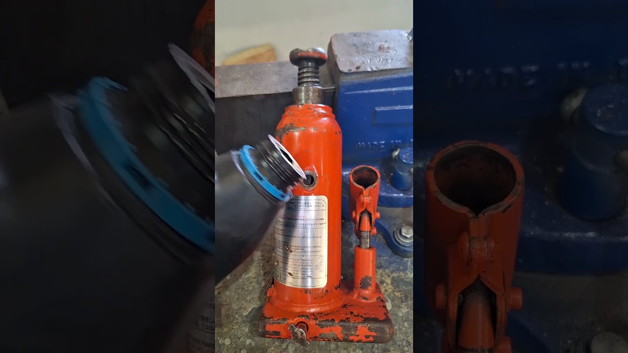 Smartest idea tips on how to put oil on hydraulic jack #diy #shorts
