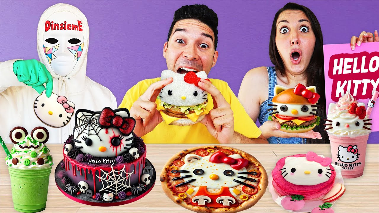 MANGIAMO SOLO CIBO DI HELLO KITTY PER 24 ORE NELL’ HOTEL DI HELLO KITTY contro il Dottor Timoti!