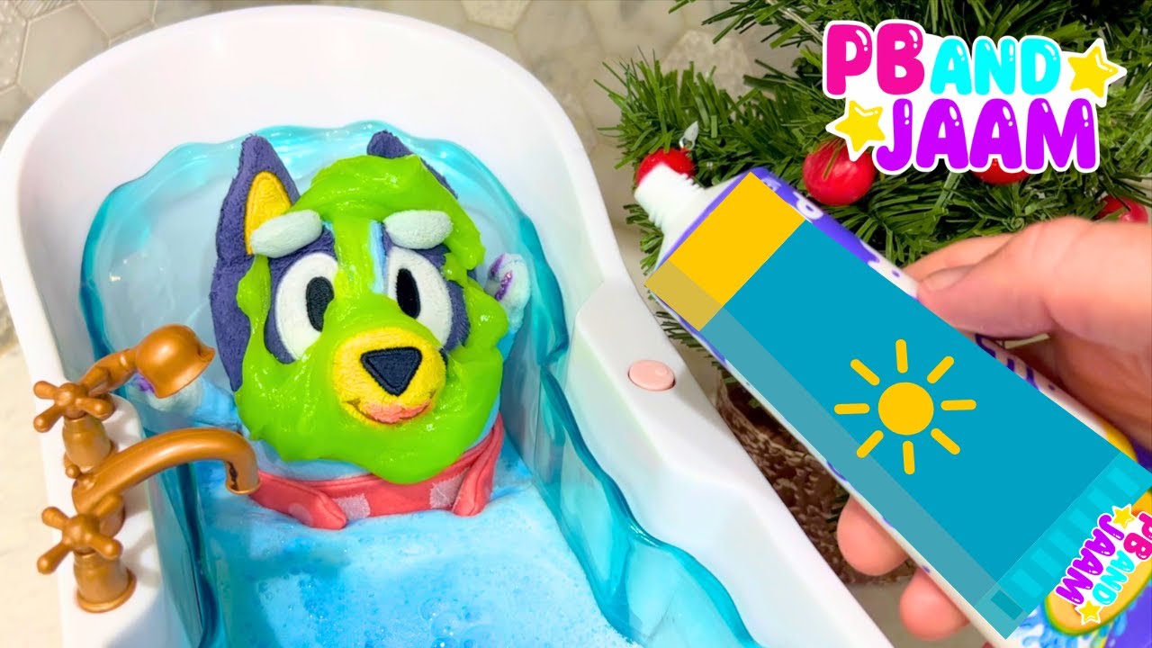 Baby Bluey Messy Adventures! Bluey Plush Pretend Play | PB and JAAM