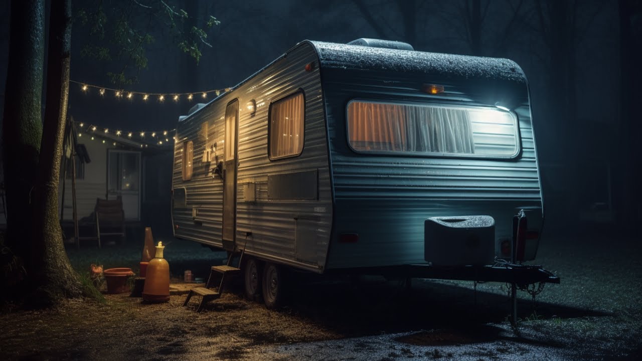 Rain Storm On Caravan | 10 Hours | Black Screen
