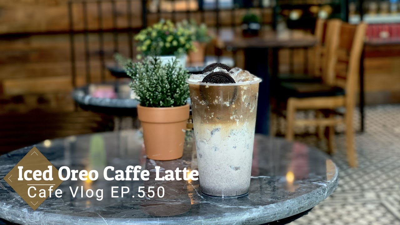 Кафе Влог EP.550 | Iced Oreo Caffe Latte | Орео напитки | Кофе Орео | Средний размер