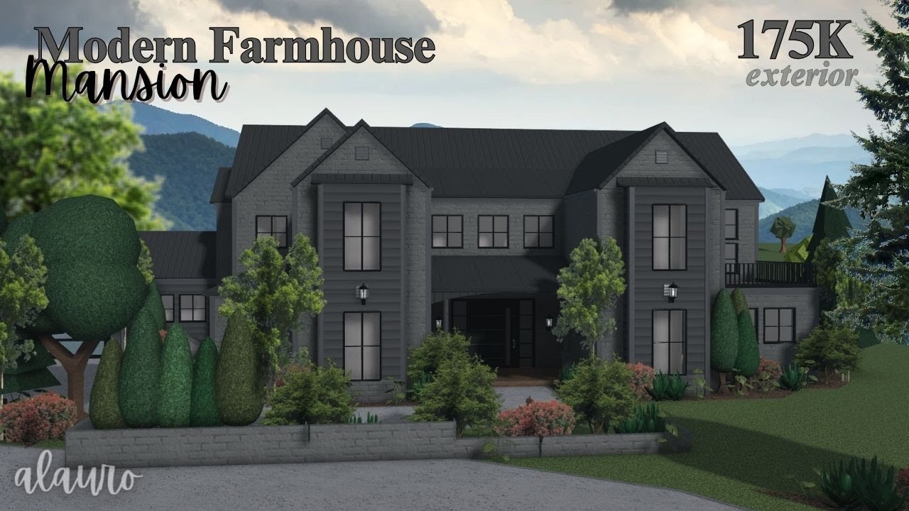 Modern Farmhouse Mansion - 175K Exterior - Bloxburg Speed Build || Roblox
