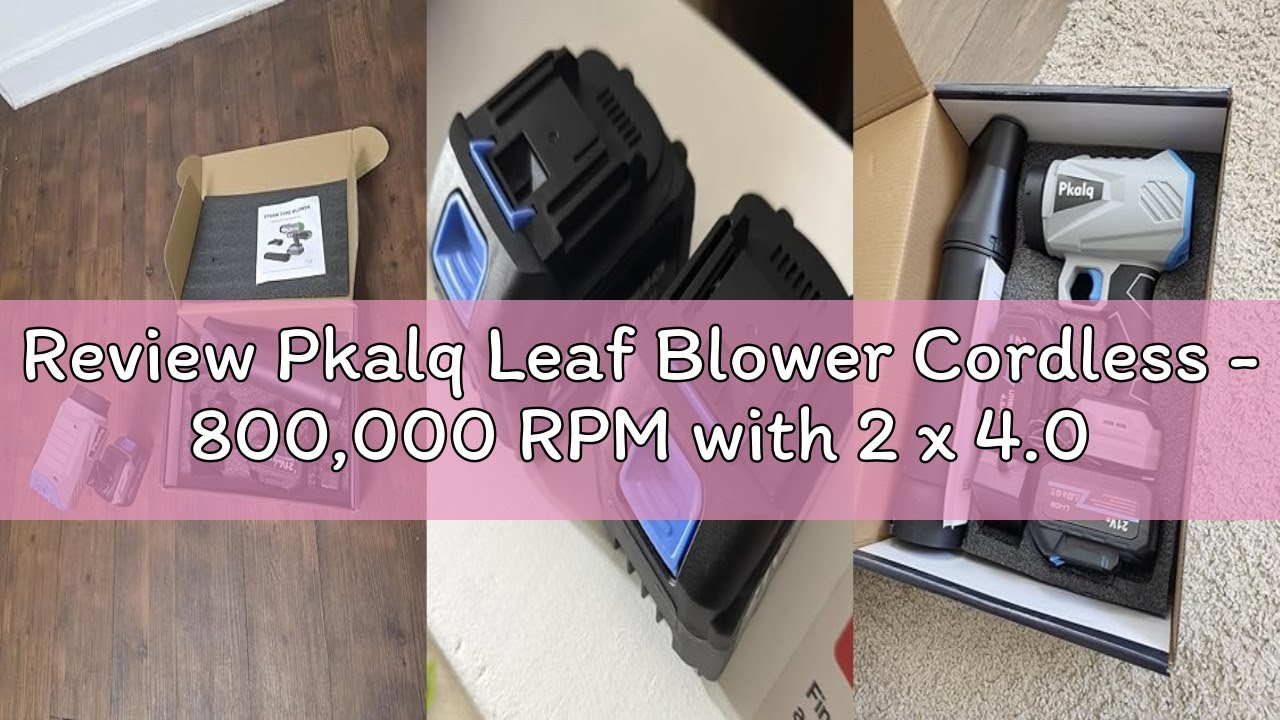 Review Pkalq Leaf Blower Cordless - 800,000 RPM with 2 x 4.0Ah Batteries and Charger Electric Blower