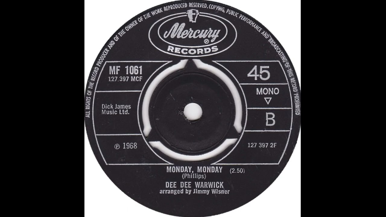 Dee Dee Warwick - Monday Monday - UK Mercury Records released 1968