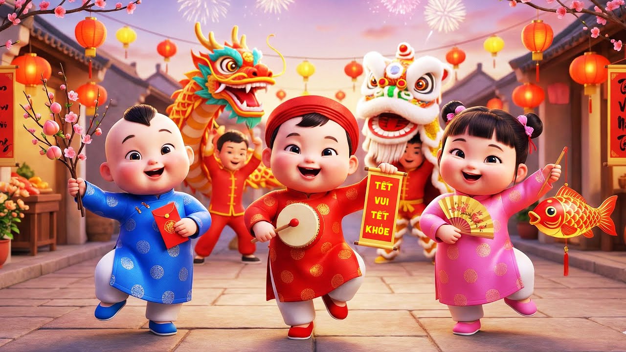 Nhạc Tết Thiếu Nhi Cho Bé Nhận Nhiều Lì Xì - Nhạc Xuân Thiếu Nhi Sôi Động - Mở To Cho Bé Xem
