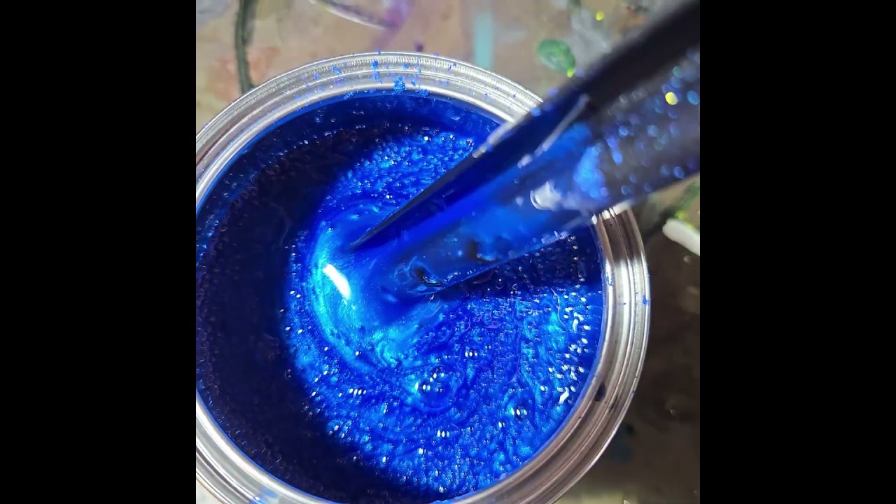 Lustre Blue pearl pigment mixed in FullDip peelable paint