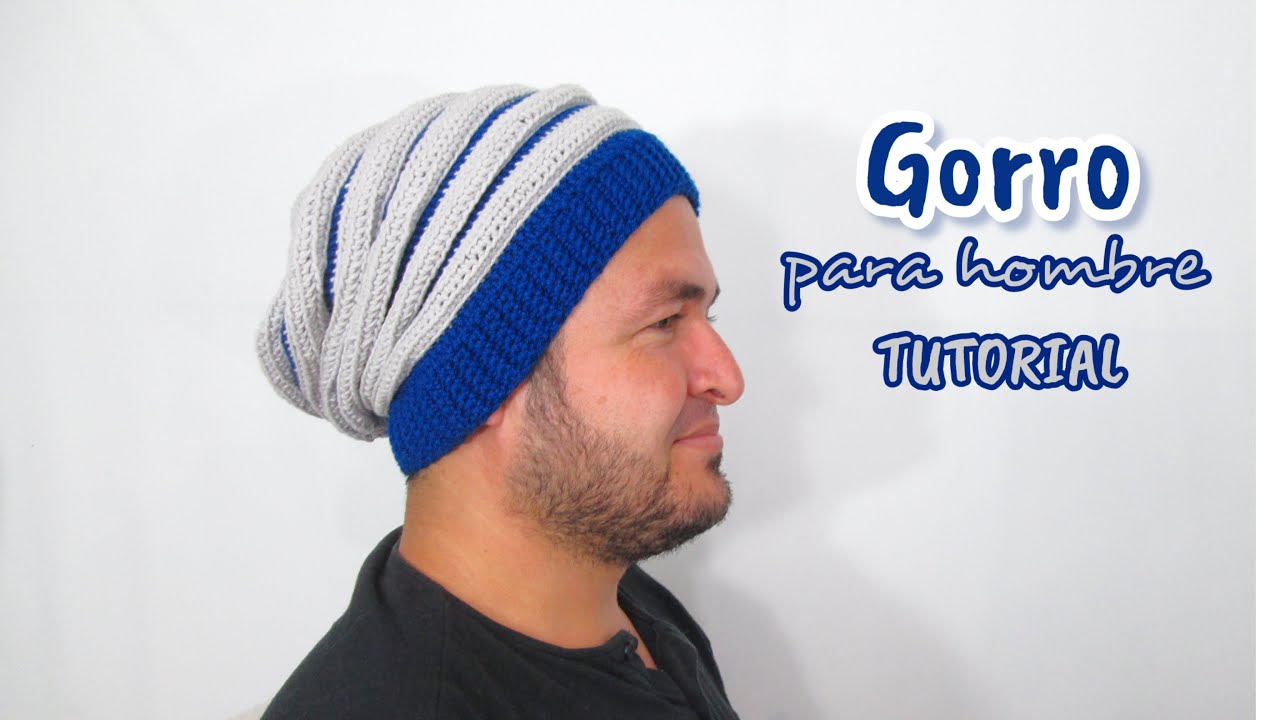 Gorro ca&iacute;do para hombre a crochet 