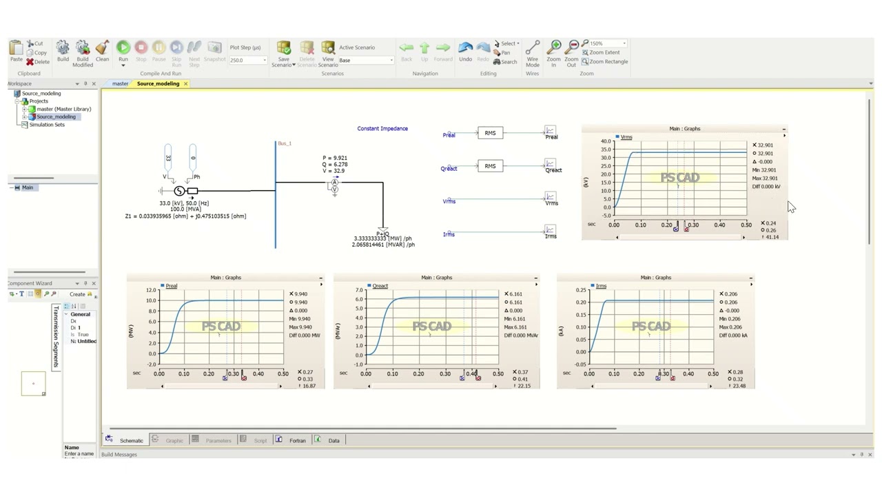 Constant Impedance Load in PSCAD II Power System Study