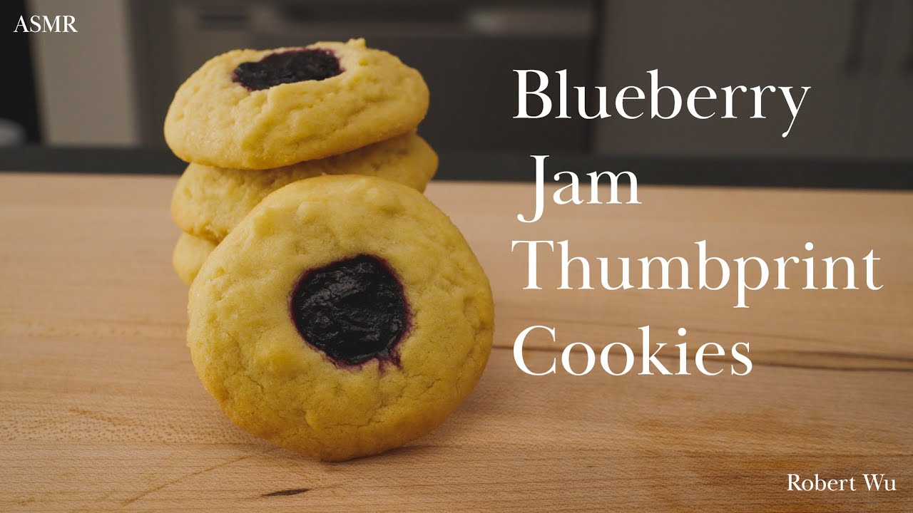 [ASMR] How to Make Blueberry Jam Thumbprint Cookies || Robert Wu