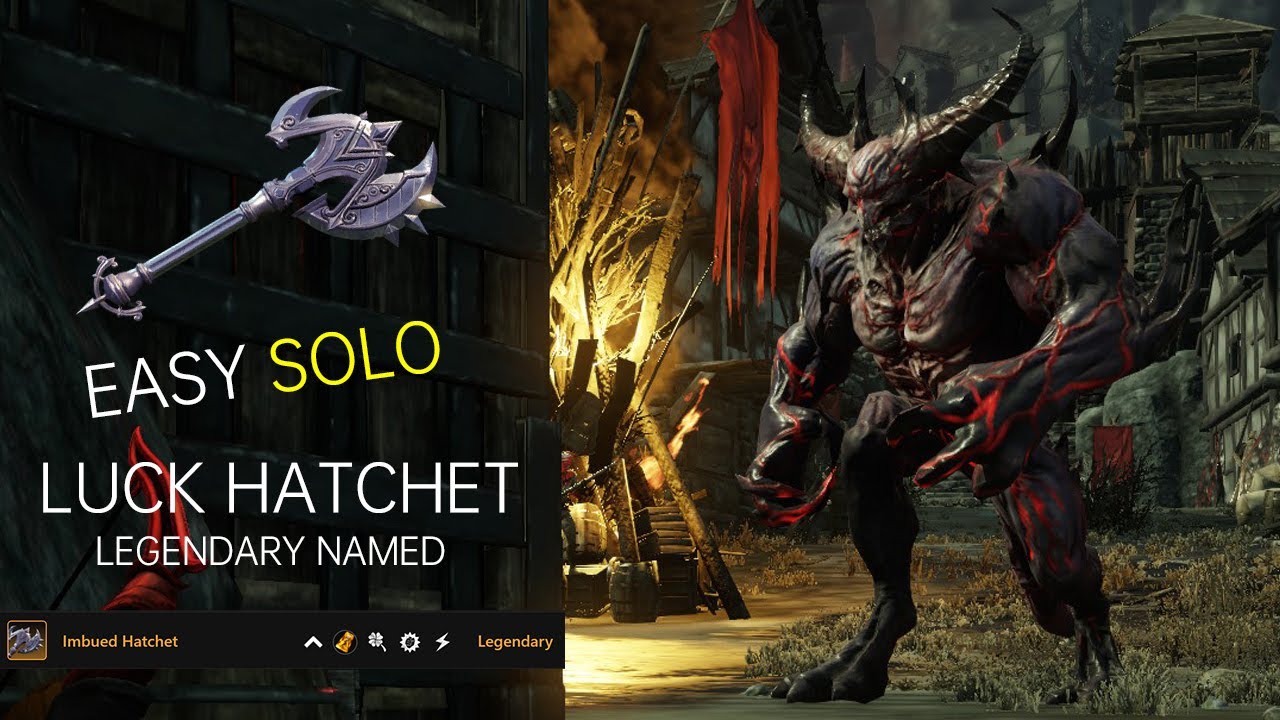 New world easy solo farm luck legendary hatchet  in Myrkgard BOSS Hellion!