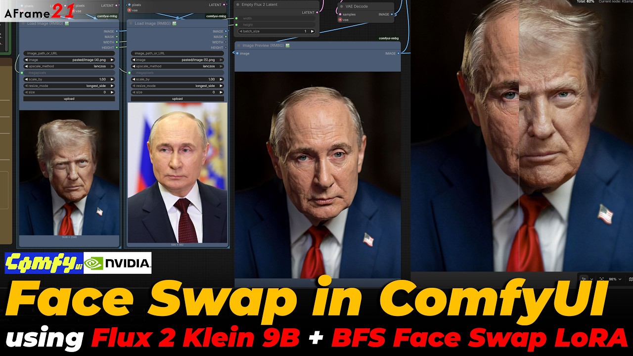 Учебное пособие по замене лиц в ComfyUI с использованием Flux 2 Klein 9B + BFS Face Swap LoRA | A...