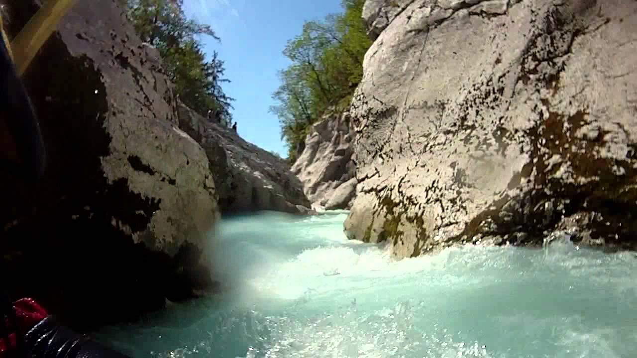 Soca river white water kayaking, Bunker section. Slovenia 14-08-2011