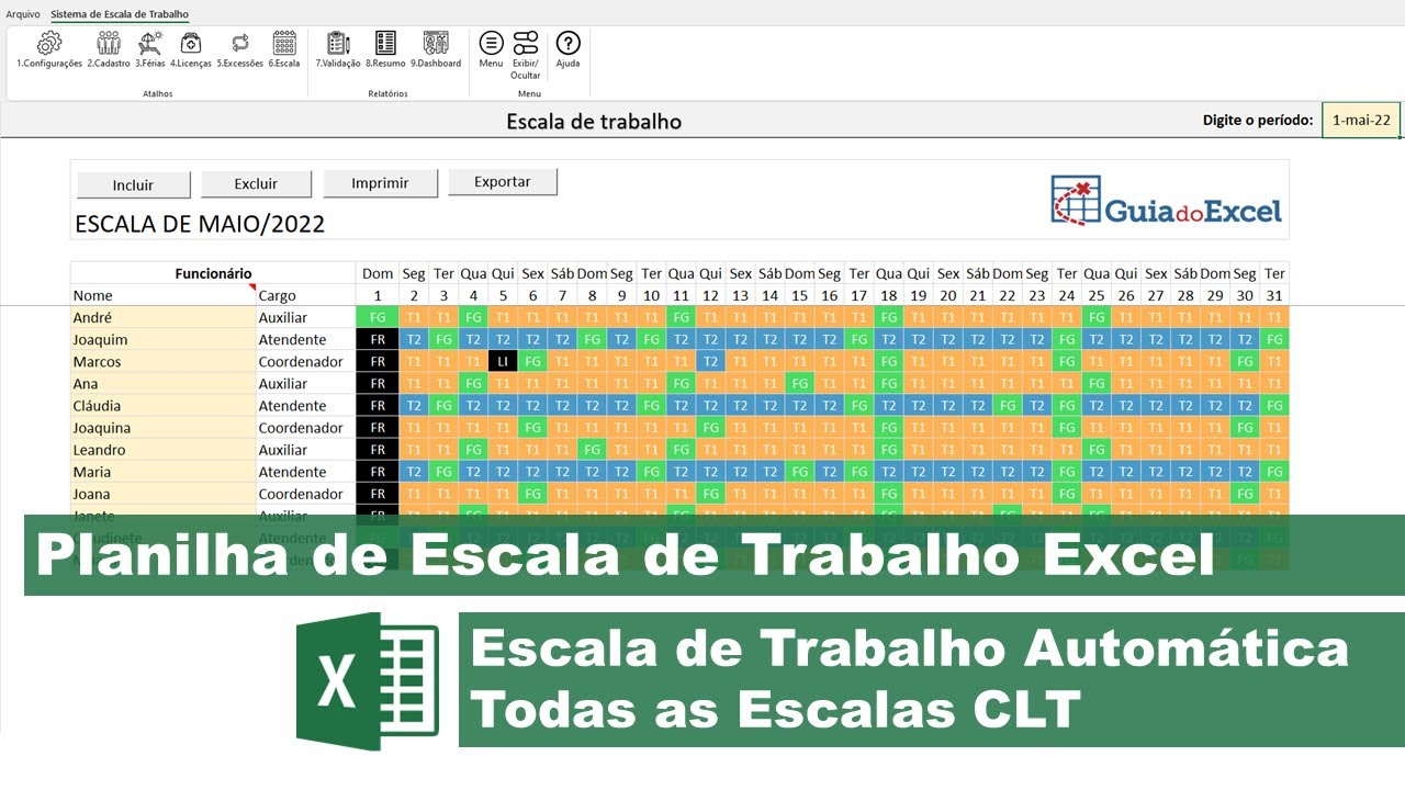 Planilha de Escala de Trabalho Excel
