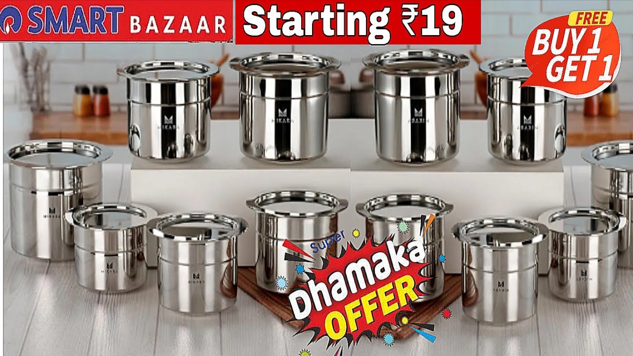 🔥Reliance Smart Bazaar Clearances Sale 80% off, buy 1 get 1 offers,new kitchenware & household item.