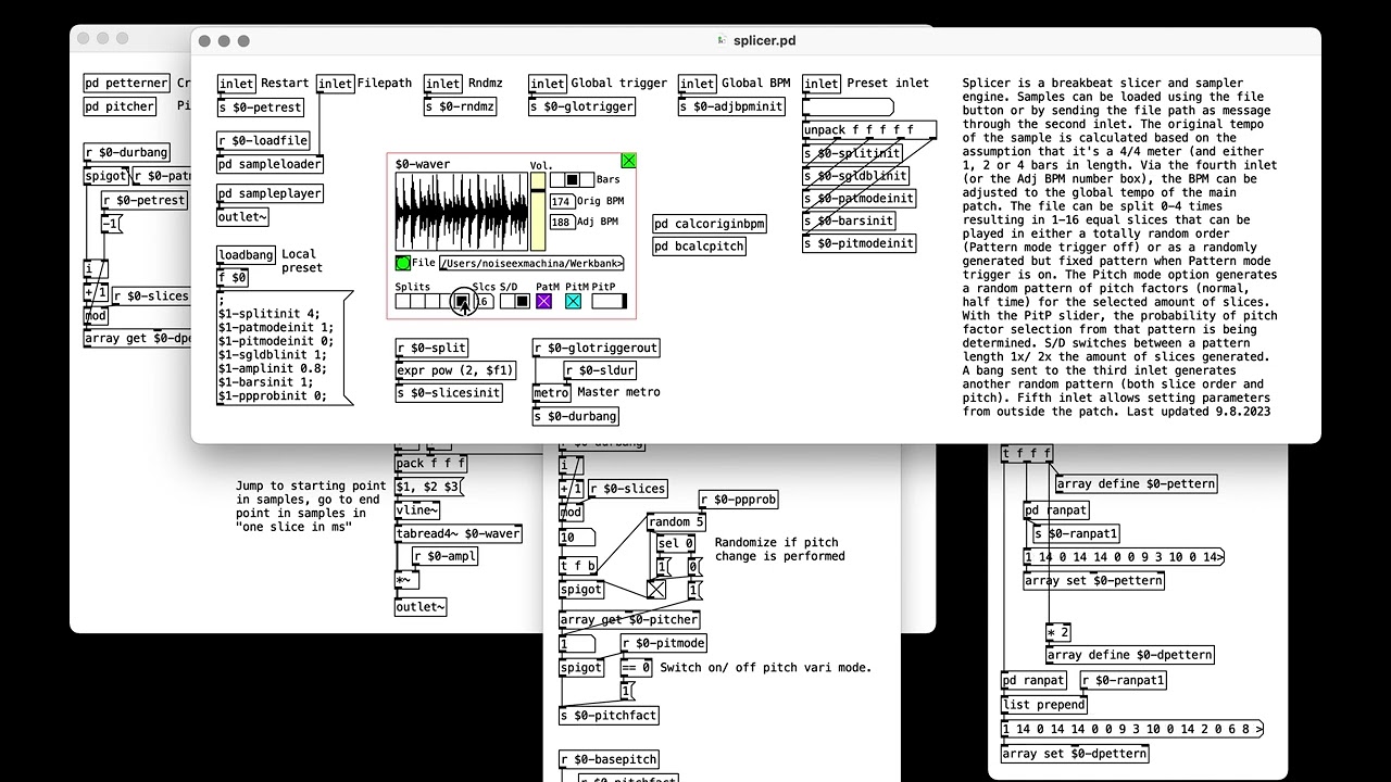 Algorithmic breakbeat slicing: Splicer abstraction showcase (Pure Data)