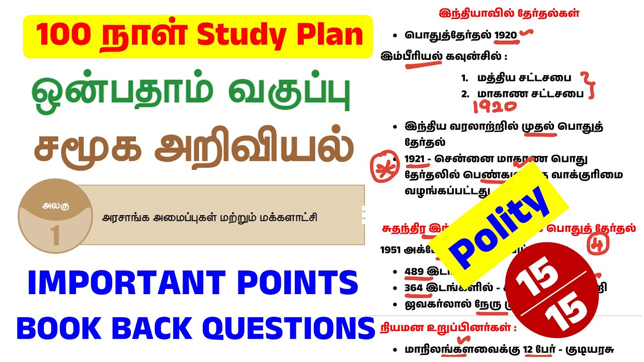 தினம் ஒரு மார்க் கன்பார்ம் - TNPSC GROUP - அரசாங்க அமைப்புகள் மற்றும் மக்களாட்சி Book Back Question