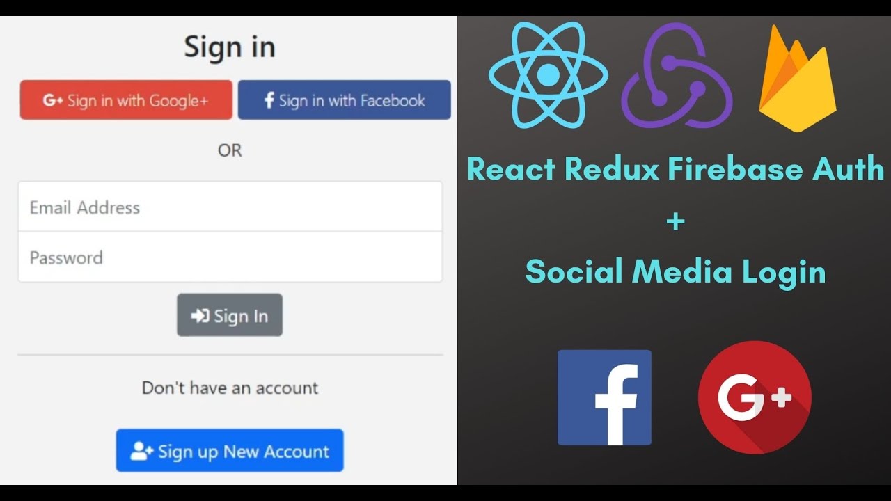 React Redux Firebase Authentication | User Login & Signup | Social Media Login using Firebase