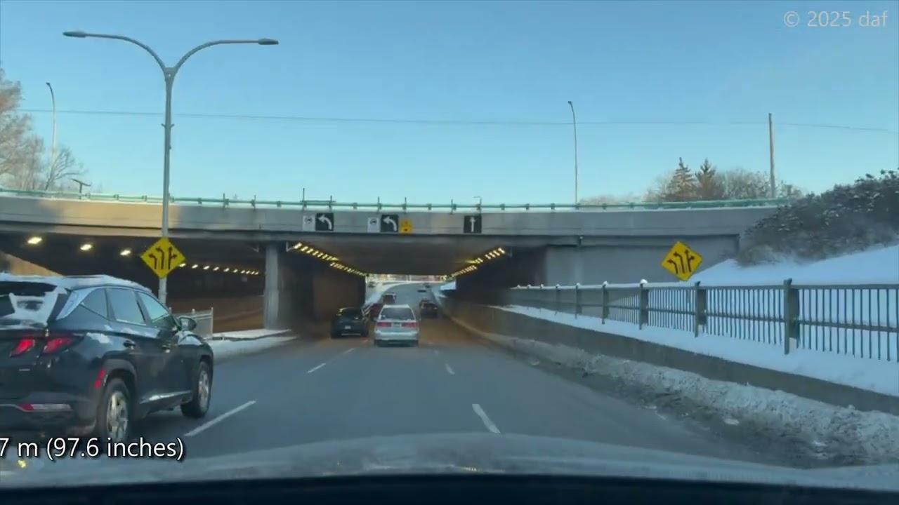 Winter Driving - The day after a snowfall in Montreal. 