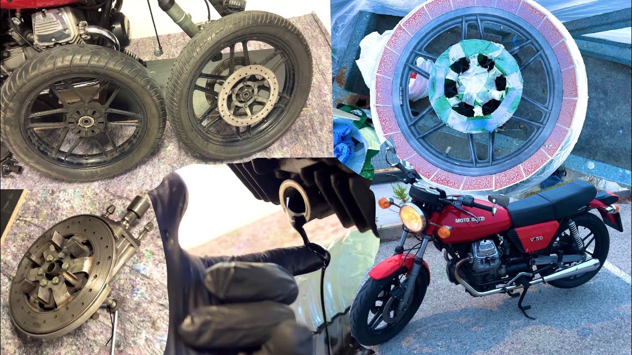 Cambiando los neumaticos y los aceites de la Guzzi V50