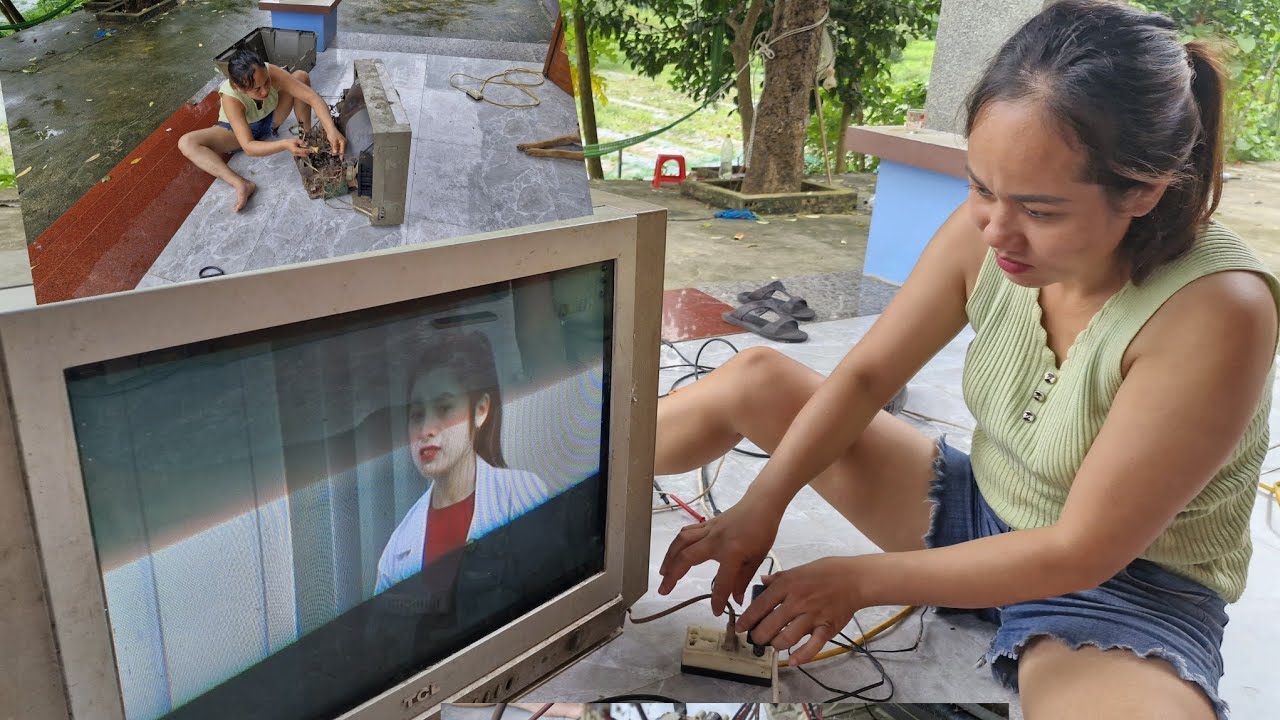 Genius girl repairs badly damaged TV