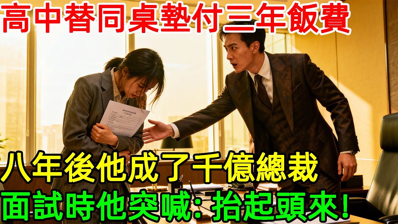 高中替同桌墊付3年飯費，8年後他成了千億總裁！我去面試故意低頭不敢認，他卻突然大喊：抬起頭來！#情感#故事#正能量#故事频道#故事分享