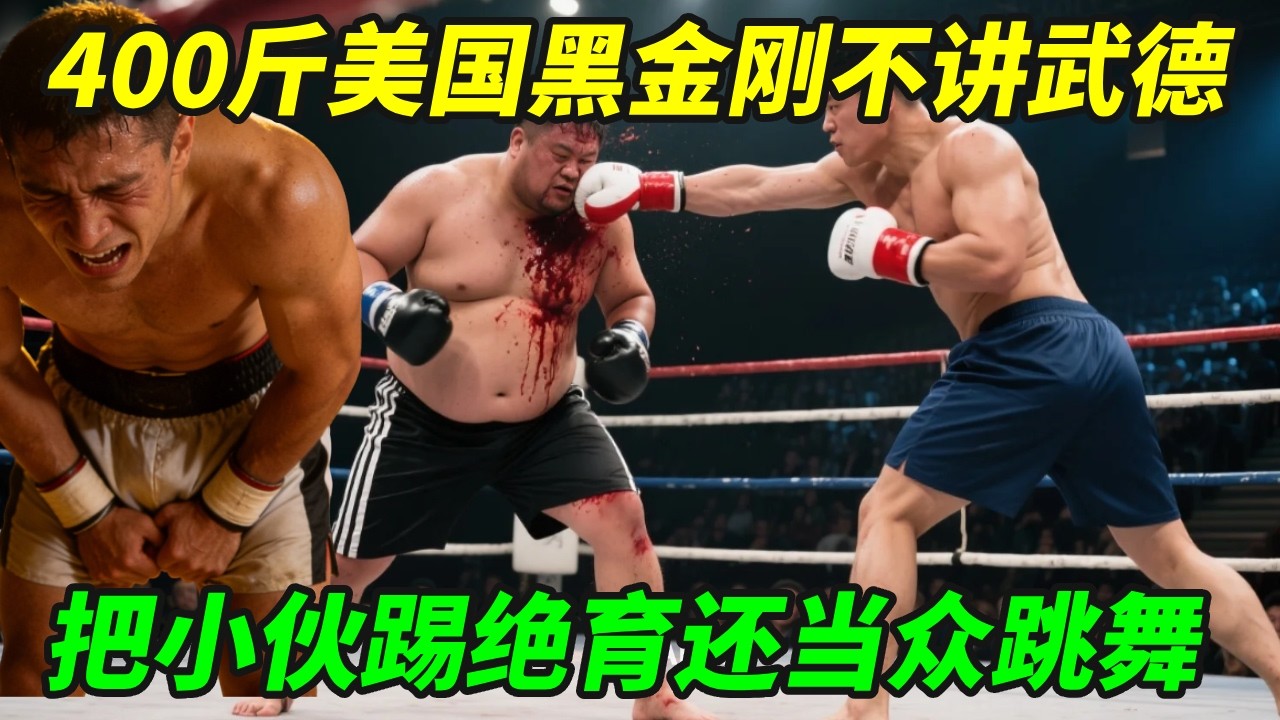 400斤美国黑金刚不讲武德，把小伙踢绝育，还当众跳舞得瑟庆祝！【小野格斗解说】