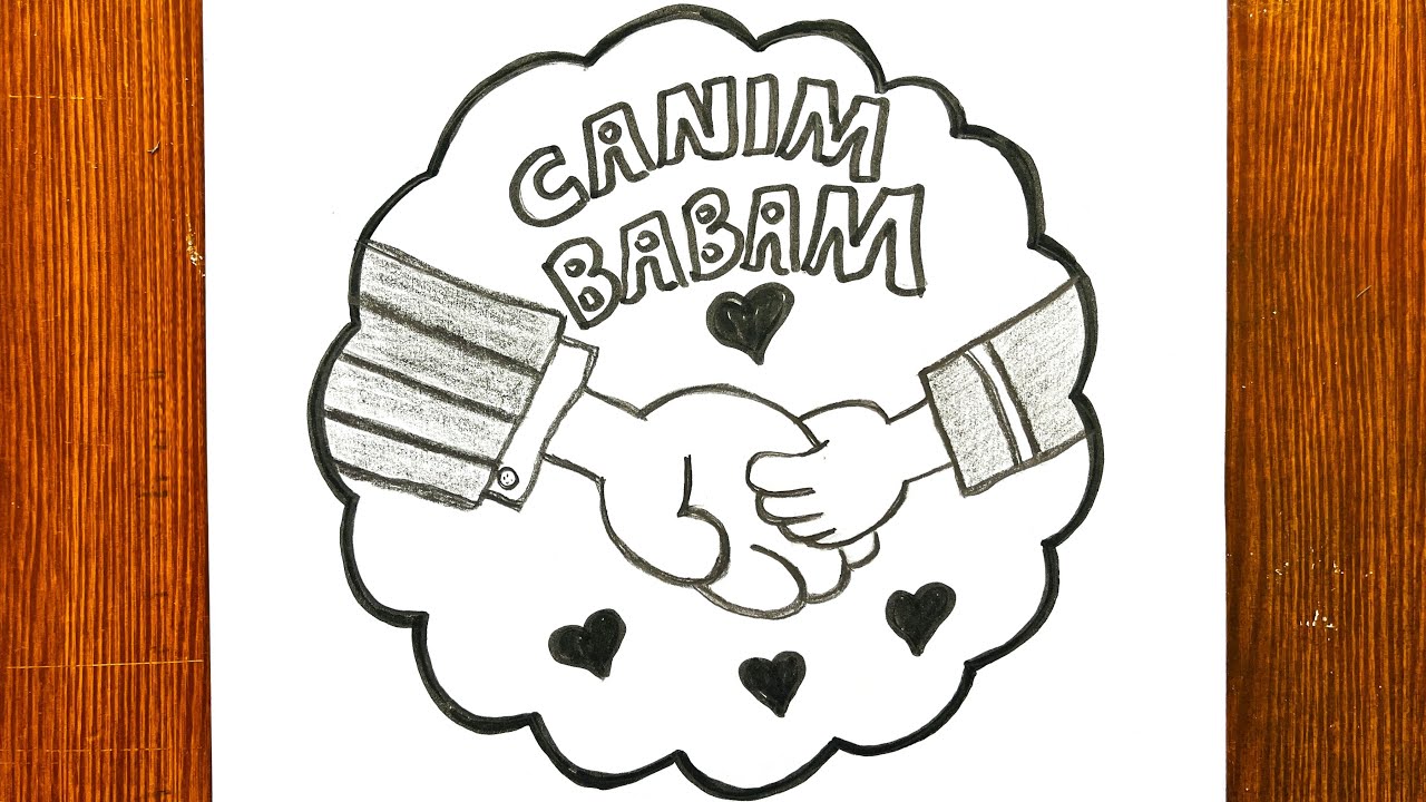 Babalar Günü Resmi. Babalar günü Canım Babam Çizimi. El Ele Tutuşan Baba ve Çocuk Çizimi