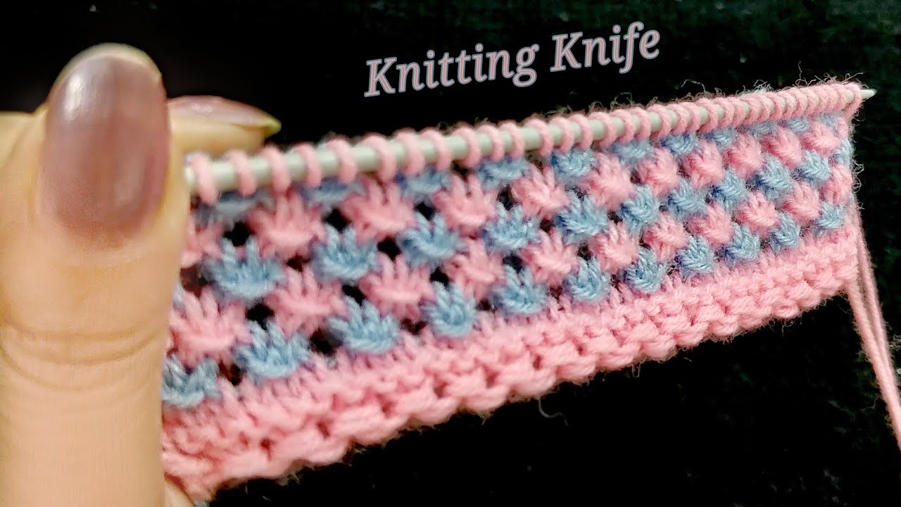 शानदार दो रंग की आसान बुनाई, Easy Two Colour Openwork Knitting Pattern For Frock, Shawl, Border etc.