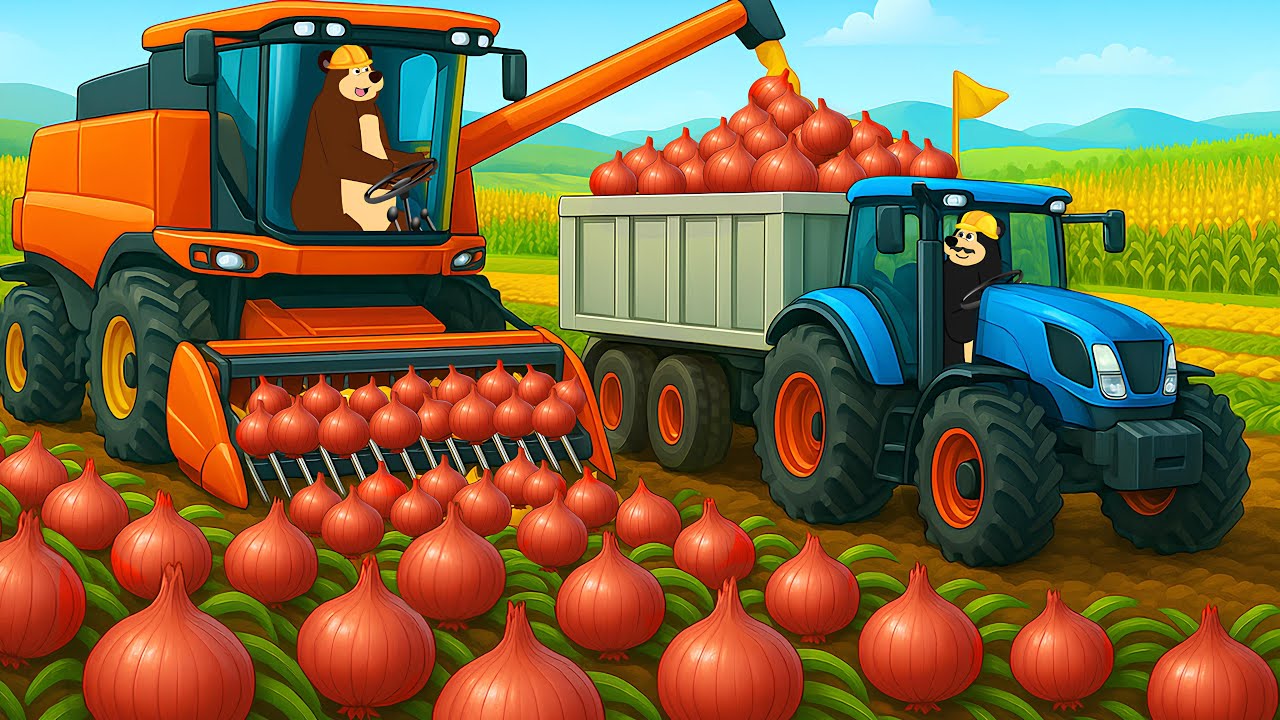 FarmWorks - Harvest Giant Onions with Tractor and Harvester | Farm Vehicles