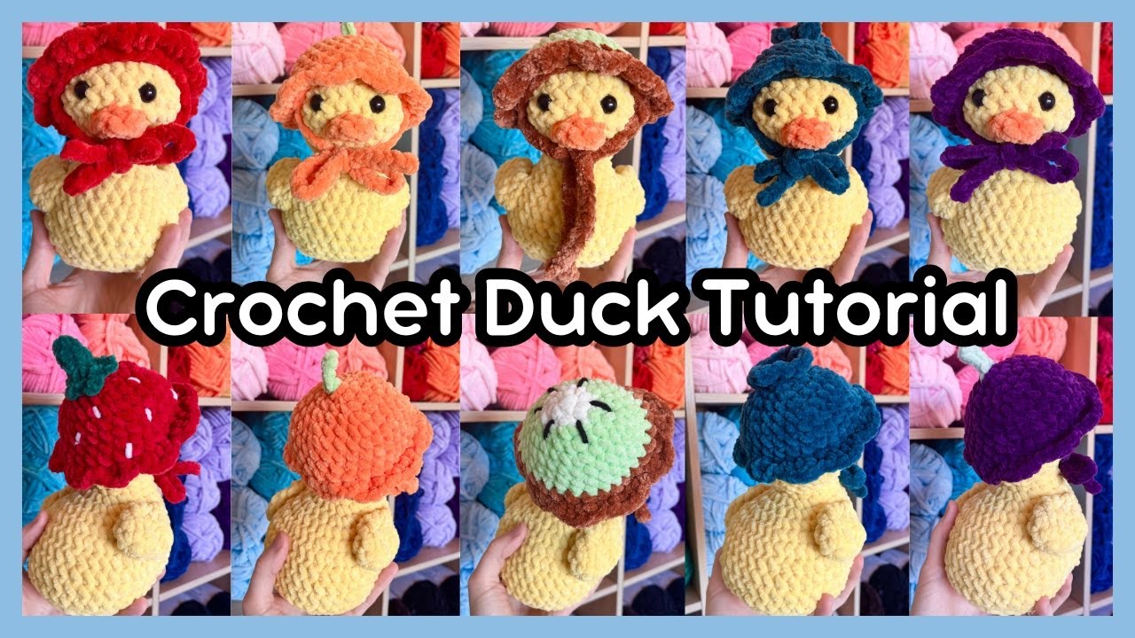 Crochet Duck & Fruit Hat Tutorial ✨ FREE Market-Friendly Amigurumi Pattern 🍊5 Hat Variations!