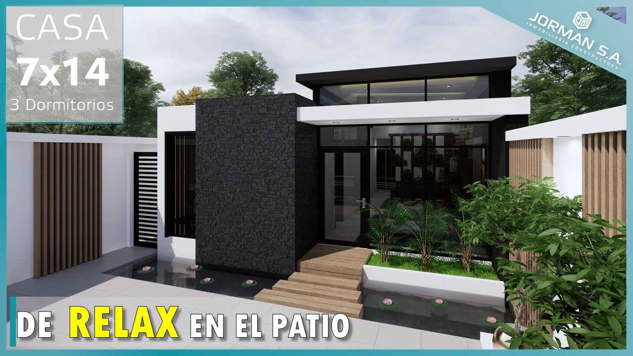 Plano de Casa Moderna de 1 Piso (Casa 7x14 metros)