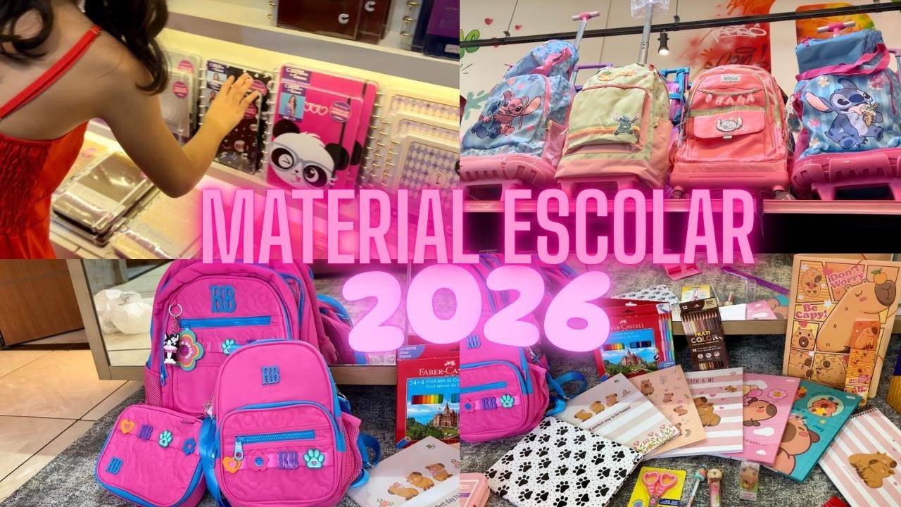 MATERIAL ESCOLAR 2026! Kit Mochila Rebeca Bonbon! Tema Capivara! Muitas coisas fofas!