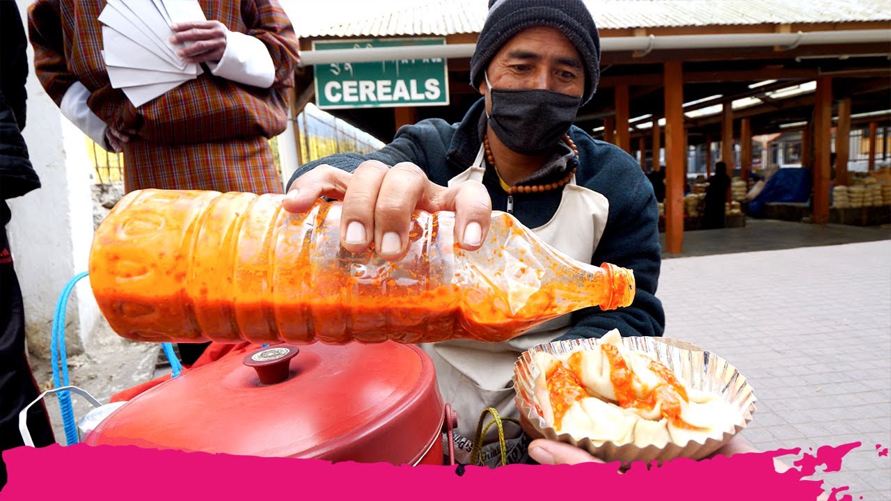 Bhutanese STREET FOOD at Farmers Market - Chili Momos, Honey & Dry Chilis | Thimphu, Bhutan