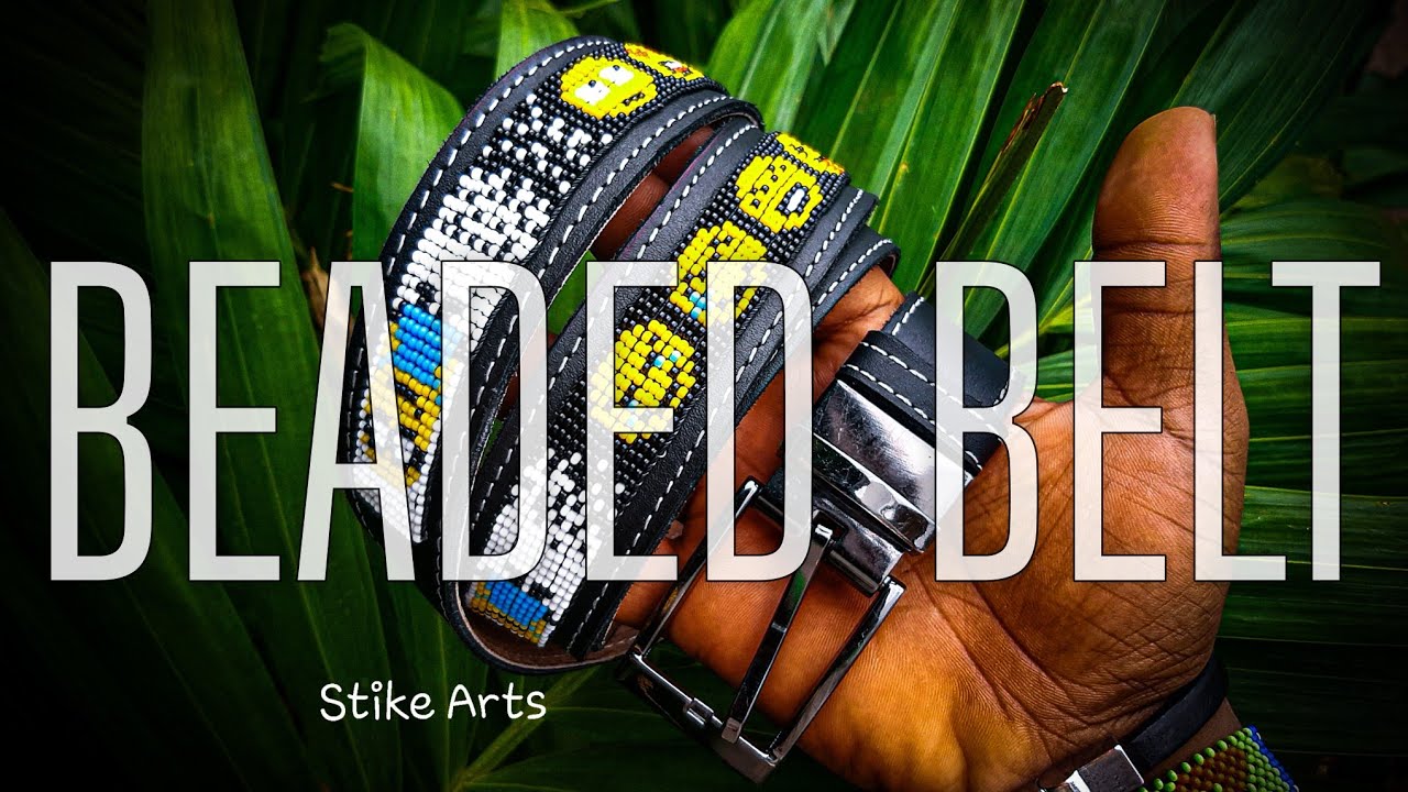 Custom Beaded Minion & Emoji Leather belt