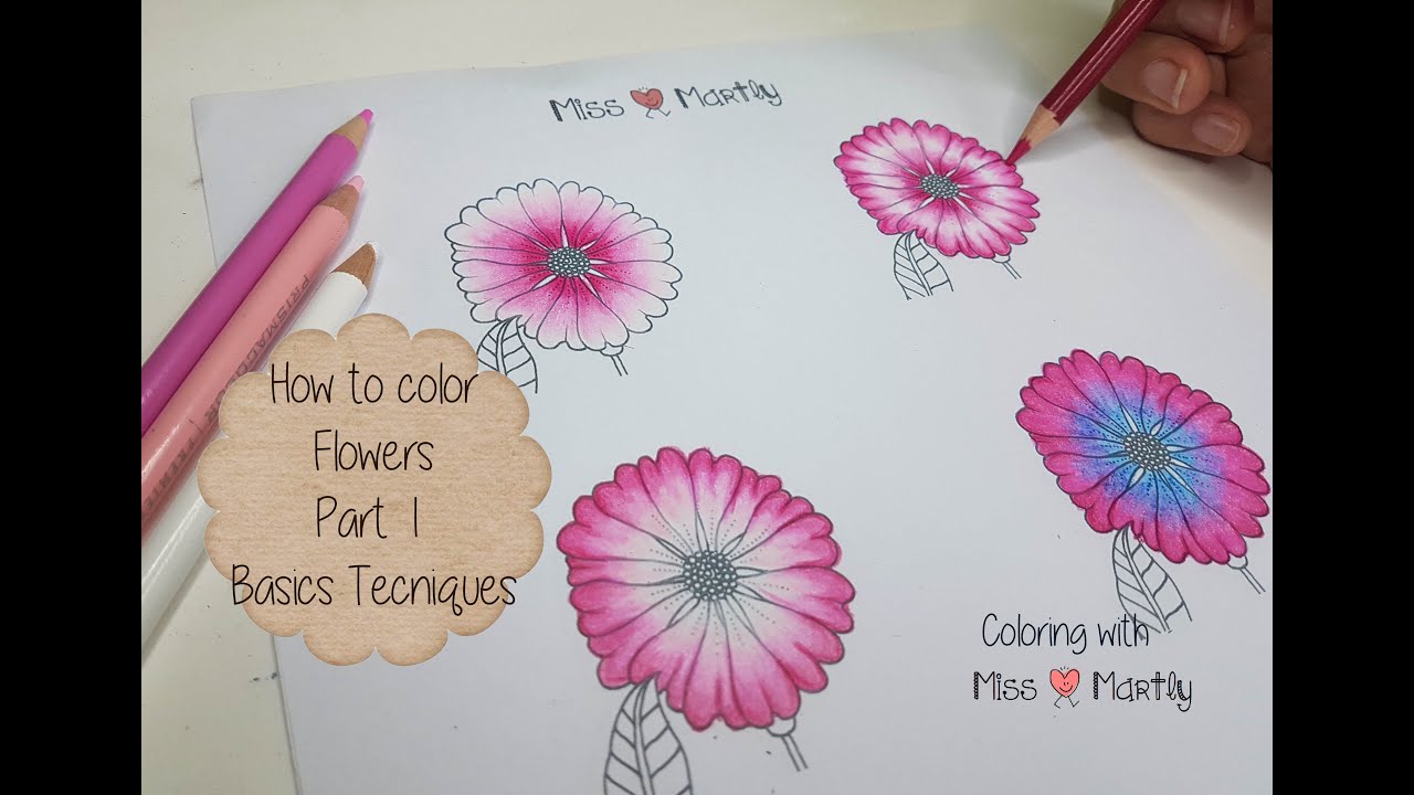 Tutorial: FLOWER coloring Techniques | Tutorial Part 1 Basics | Johanna Basford