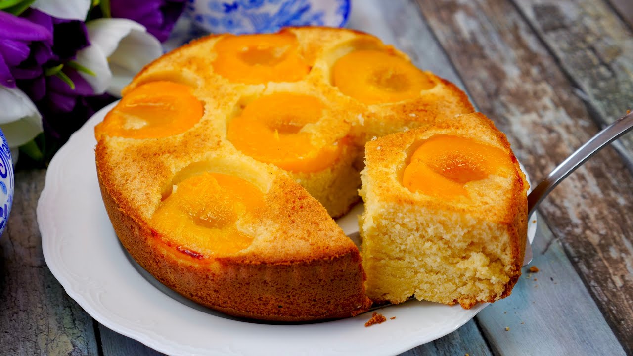 Простой ПИРОГ с персиками к чаю 🥧