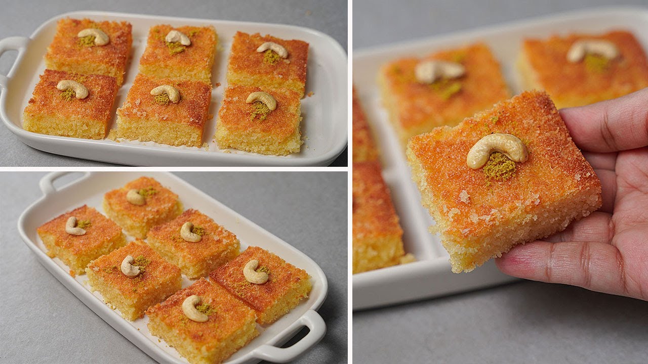 The Easiest Basbousa Recipe Ever | Super Tasty Basbousa Recipe | Easy Semolina Cake | Yummy