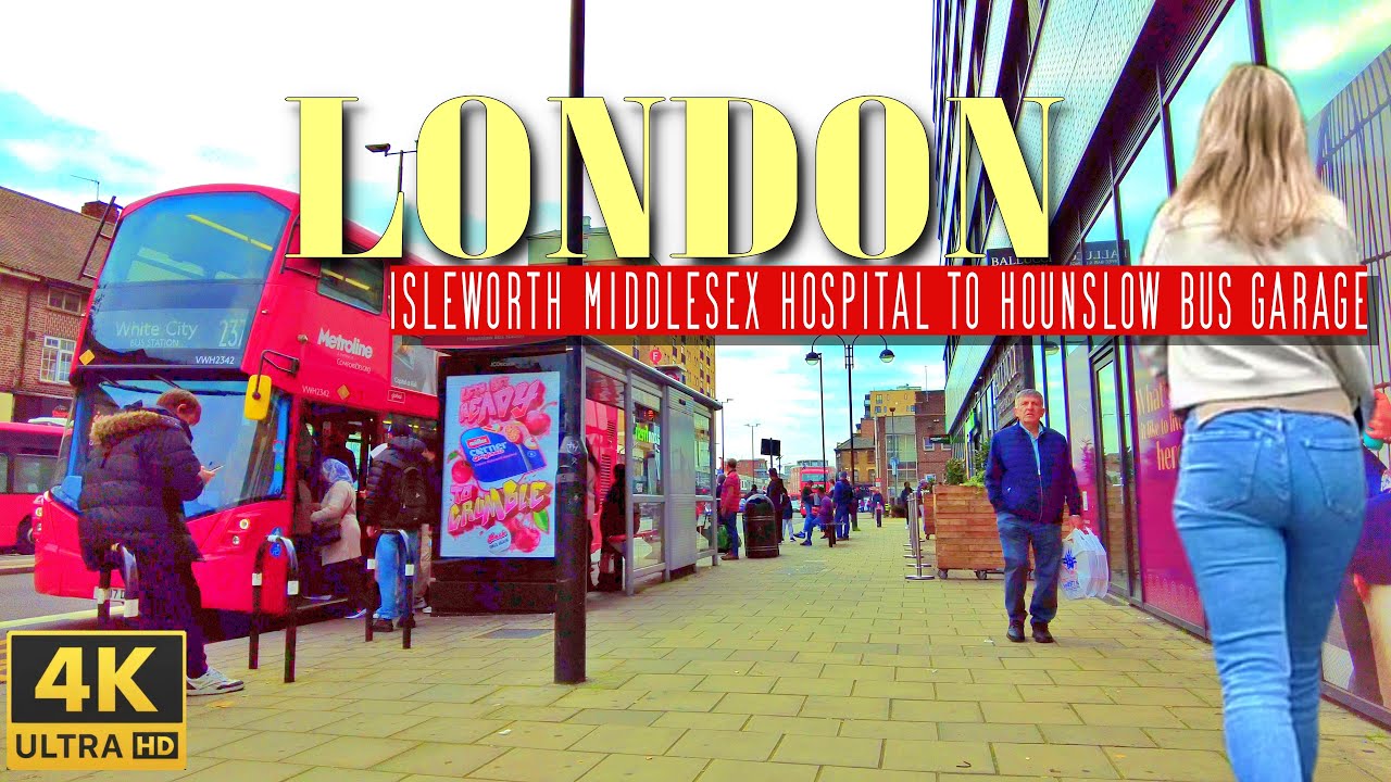 London walking tour from Isleworth Middlesex Hospital to Hounslow bus garage | 4K