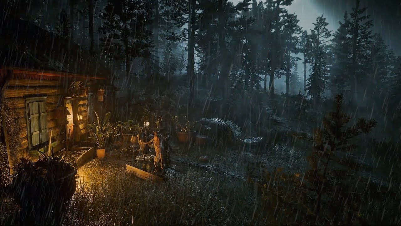 10 Hours Heavy Rain 🌧️ Thunderstorm Night at the Ranger’s Cabin  ASMR Sleep Sounds