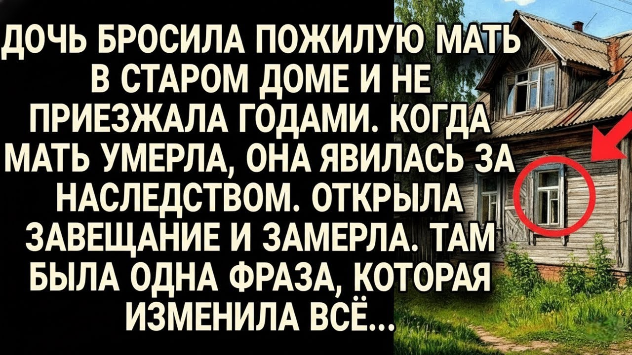 Дочь бросила мать и явилась за наследством, но фраза в завещании её обрушила...