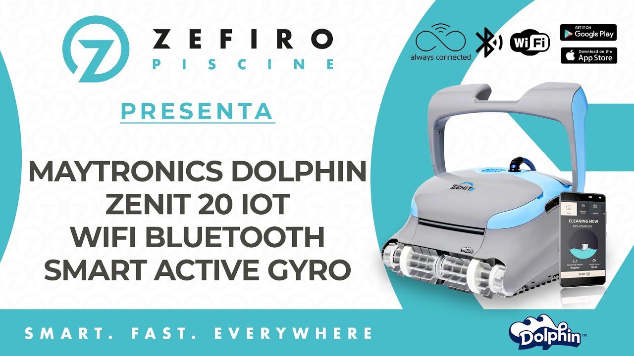 Maytronics Dolphin Zenit 20 IoT WiFi Bluetooth Smart Active Gyro Robot Pulitore Elettrico Piscina