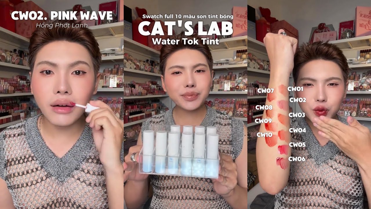SWATCH FULL 10 MÀU SON TINT BÓNG CAT’S LAB WATER TOK TINT | NGHĨA I LÍT SON 