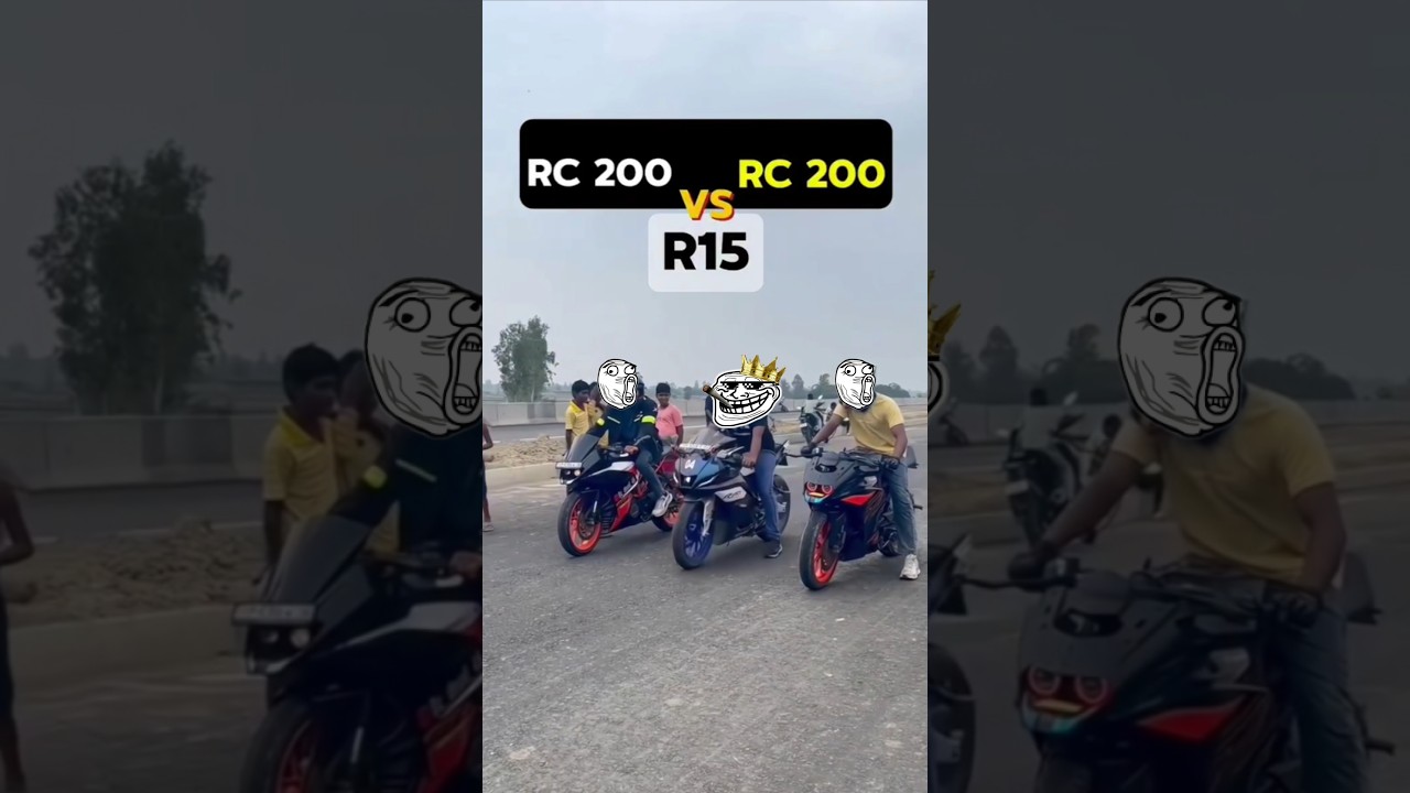 yamaha R15 vs rc 200 drag race #automobile #motovlo #motorcycle #trendingreels